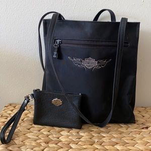 Harley Davidson Vinyl Tote & Leather Wristlet